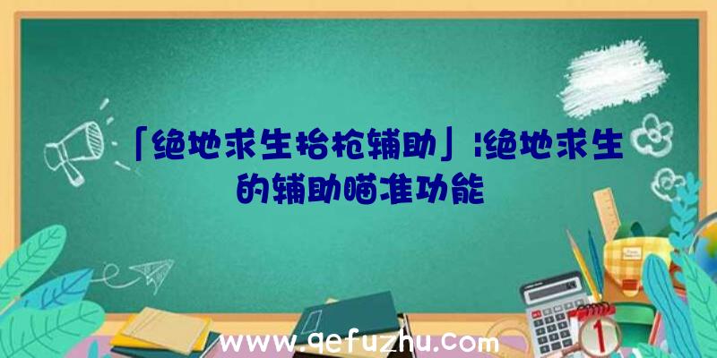 「绝地求生抬枪辅助」|绝地求生的辅助瞄准功能